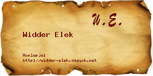 Widder Elek névjegykártya
